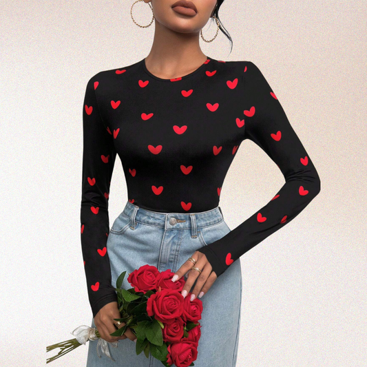 Valentine's Day Long Sleeve Heart Top