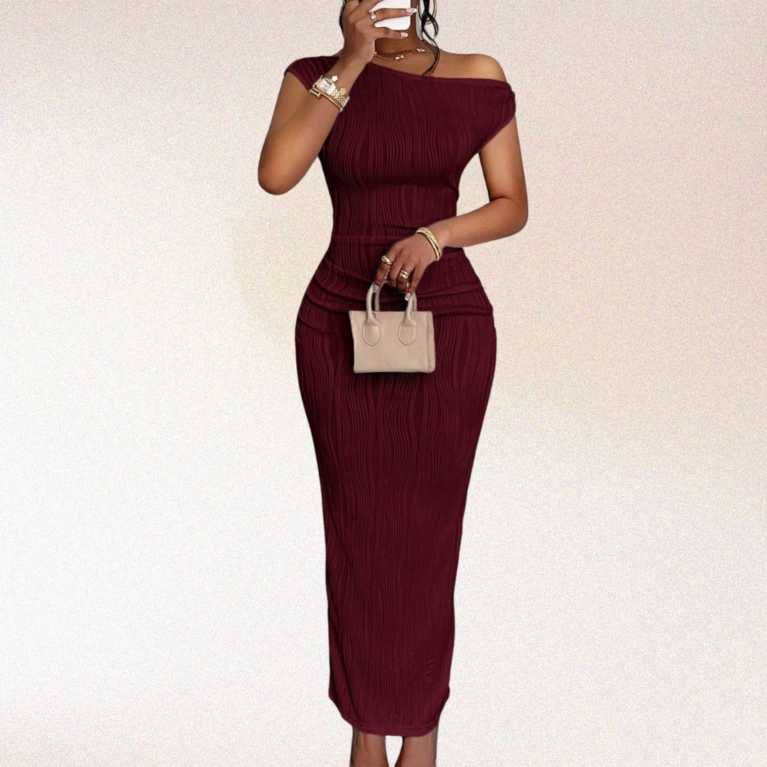 Eliz Off Shoulder Pleated Dress
